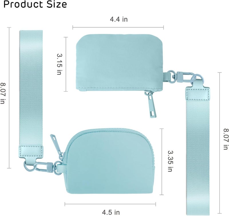Viverte Mini Zip Around Wristlet Wallets for Women Small Portable Dual Pouch Keychain Wristlet Wallet Preppy Things Cute Stuff Gifts for Teen Girls (Icing Blue) - Image 3